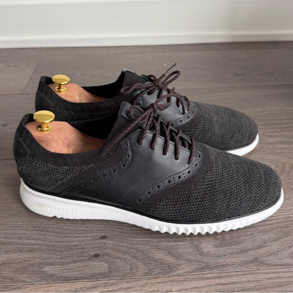 Cole Haan Zerogrand Black Packable Saddle Knit Oxford